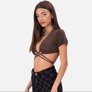 Adika Brown Velvet Crop Top
